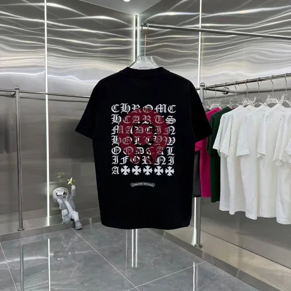 Chrome Hearts Black Tee with Pink Embroidery